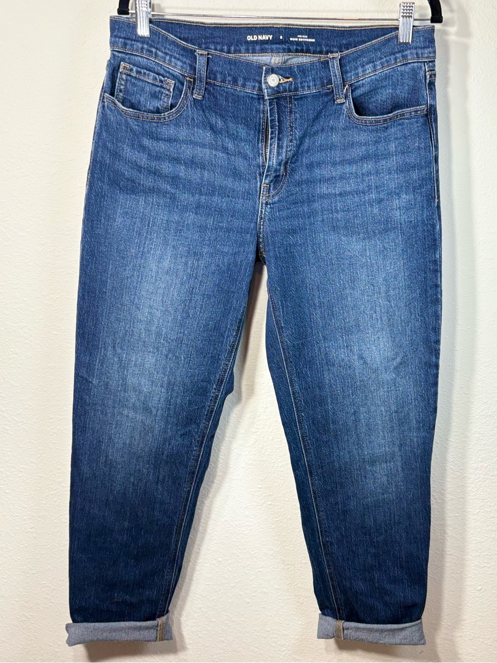 Old Navy Mid-Rise Wow Boyfriend Straight Jeans Dark Wash Size 8 Women’s